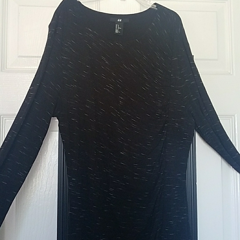 Knee length fitted black long sleeve dress